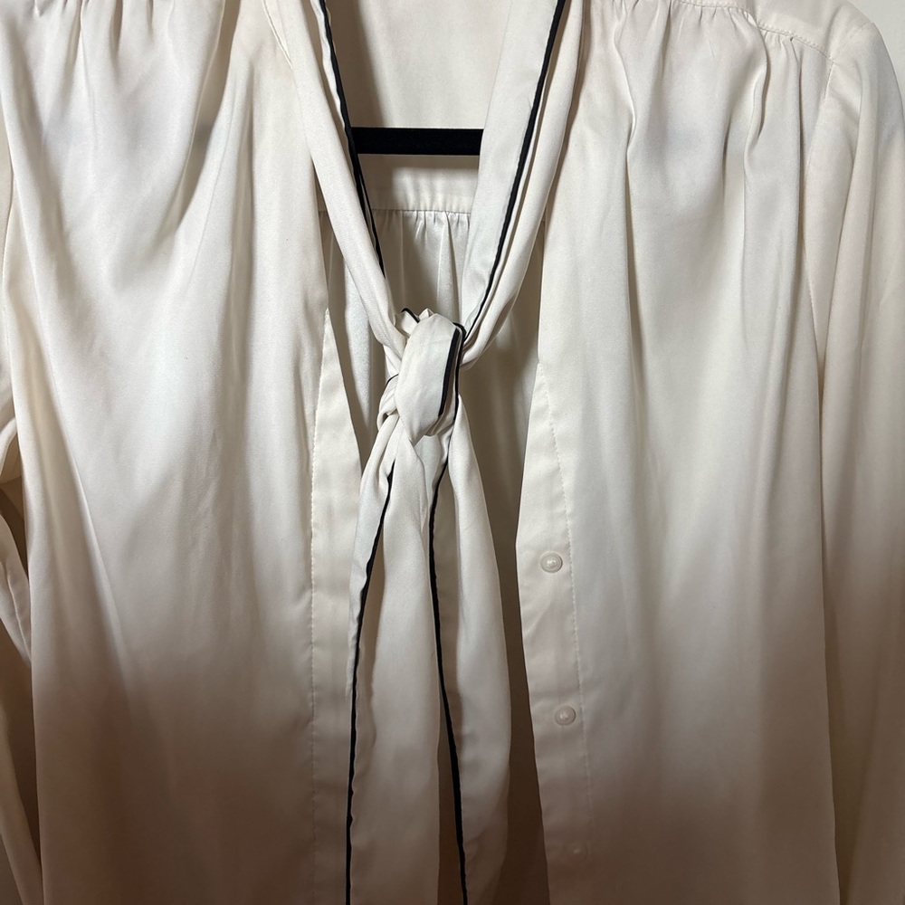 Express Tie-Neck Ivory Blouse